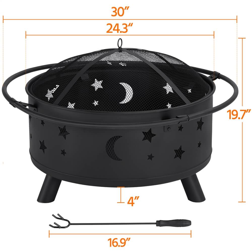Yaheetech Iron Fire Pit Set 30inch - Image 4
