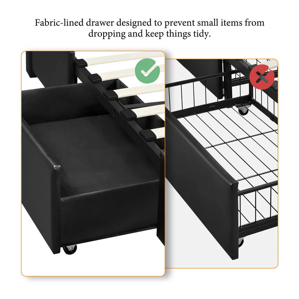 Yaheetech Leather Upholstered Platform Bed with Headboard - Image 7