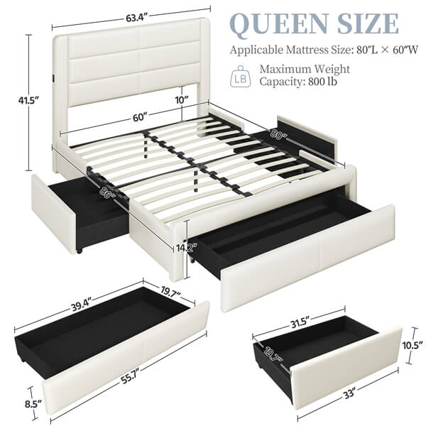 Yaheetech Bed Frame with 2 USB Charging Station - Image 4