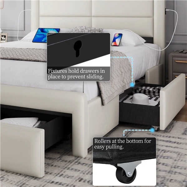 Yaheetech Bed Frame with 2 USB Charging Station - Image 9