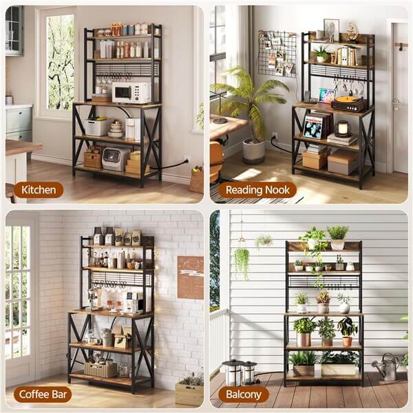 Yaheetech Kitchen Bakers Rack with Power Outlet & LED Lights - Image 14