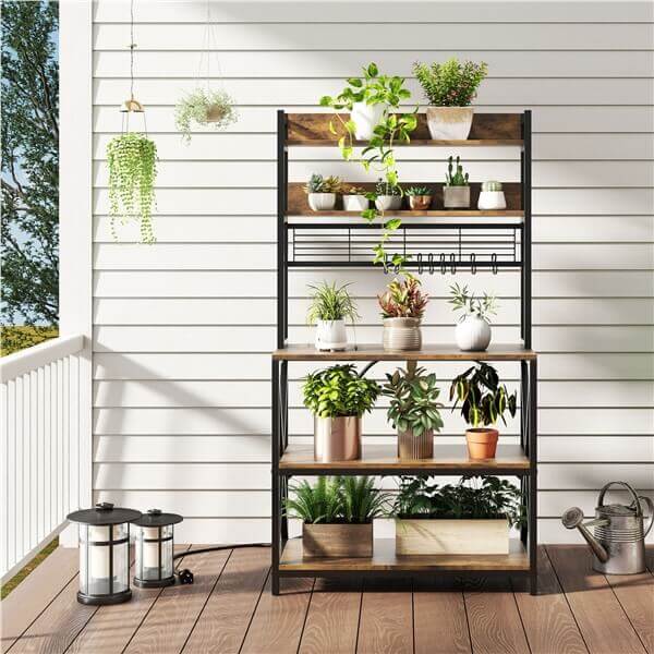 Yaheetech Kitchen Bakers Rack with Power Outlet & LED Lights - Image 15