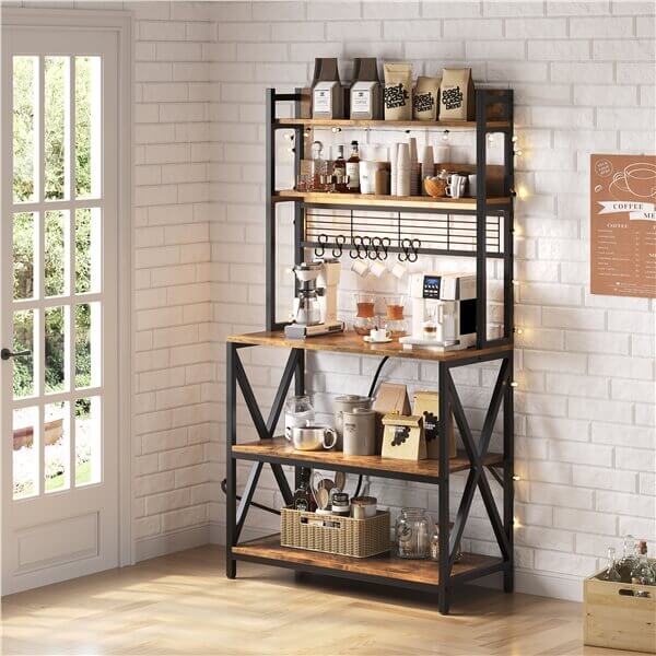Yaheetech Kitchen Bakers Rack with Power Outlet & LED Lights - Image 19