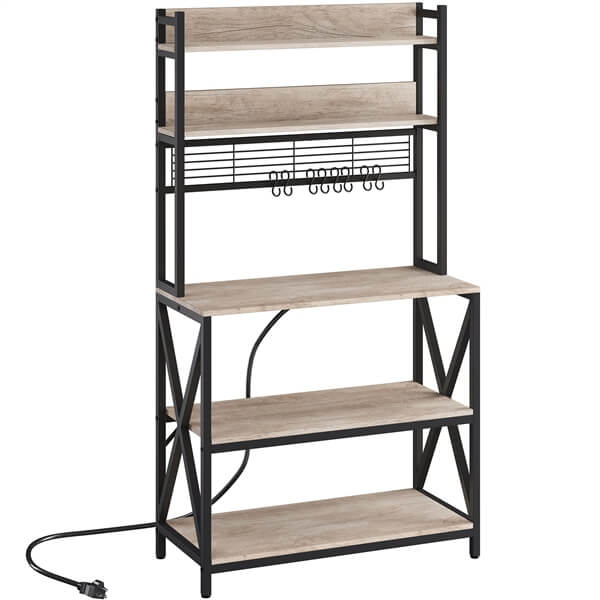 Yaheetech Kitchen Bakers Rack with Power Outlet & LED Lights - Image 3