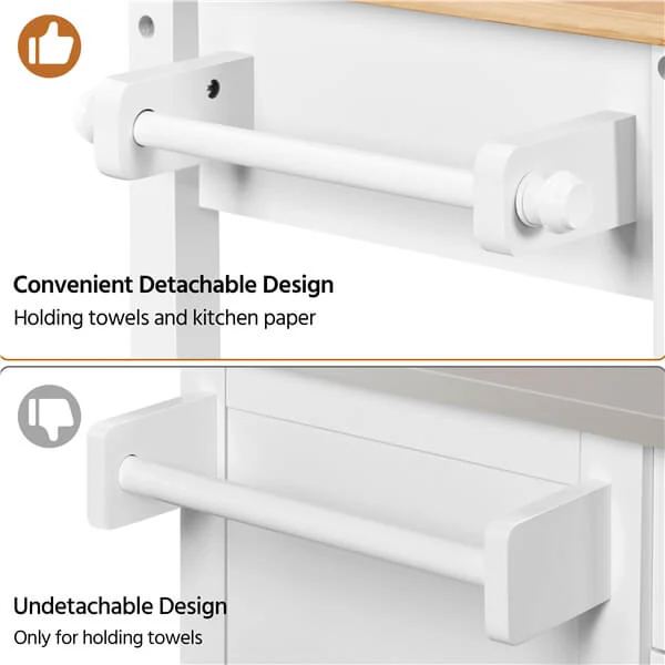 Yaheetech Kitchen Island Cart on Wheels with Bamboo Tabletop - Image 5