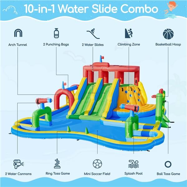 Yaheetech Large Inflatable Water Slide with Soccer Field - Image 7