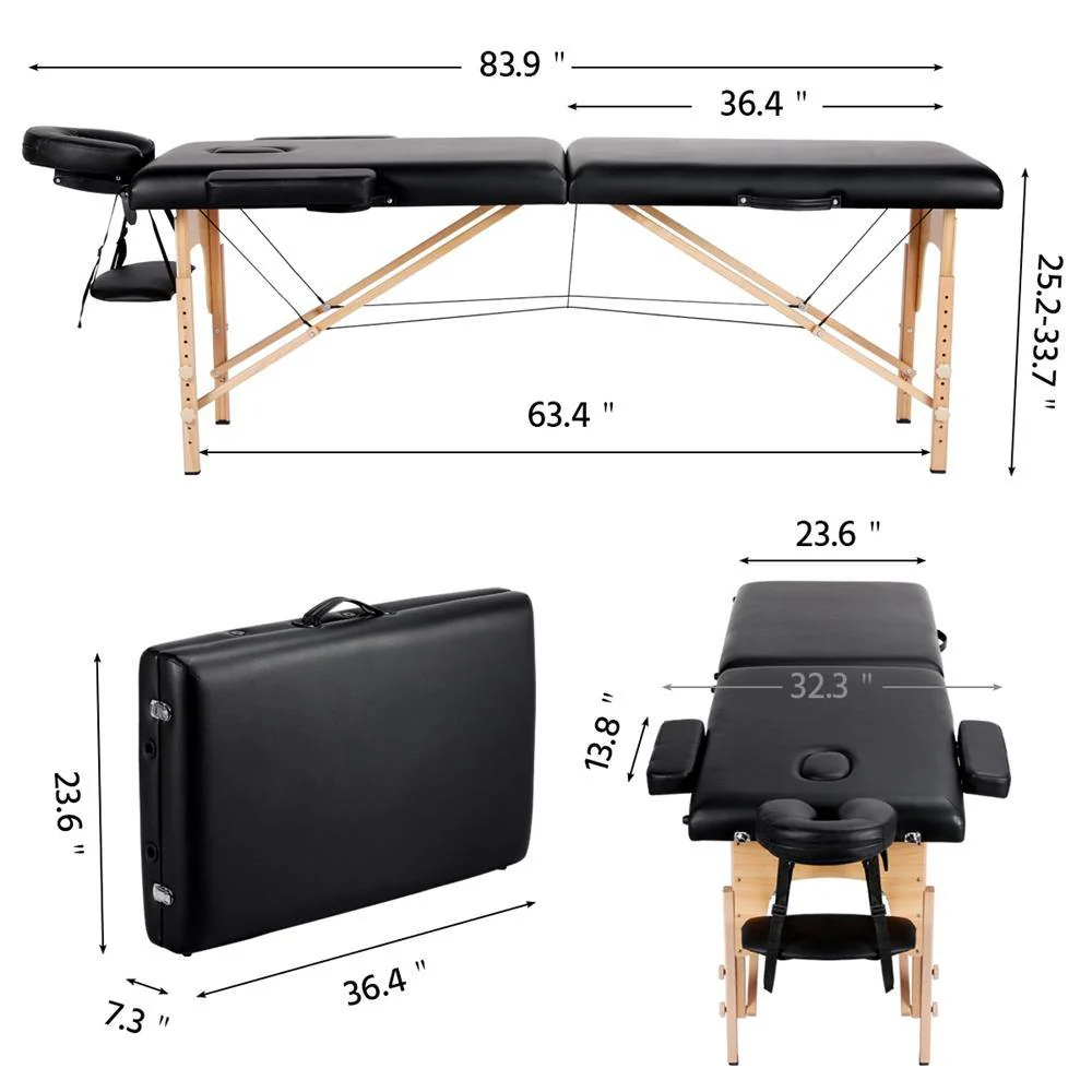 Yaheetech 84 Inch Adjustable 2 Fold Salon Bed - Image 7