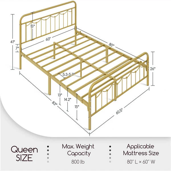 Yaheetech Metal Bed Frame with Headboard and Footboard - Image 10