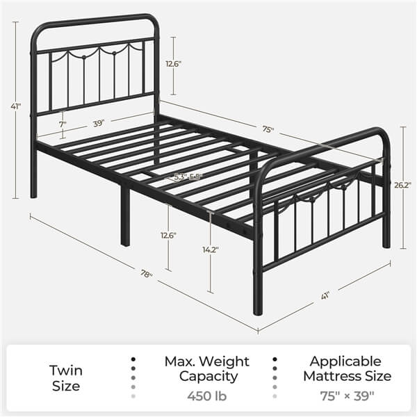 Yaheetech Metal Bed Frame with Headboard and Footboard - Image 5