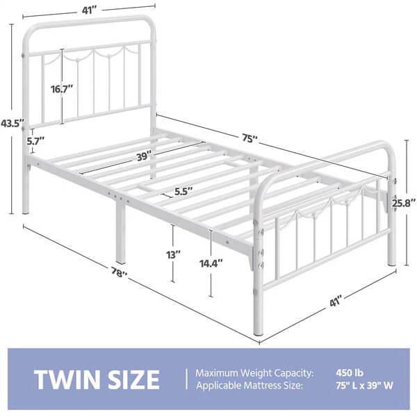 Yaheetech Metal Bed Frame with Headboard and Footboard - Image 8
