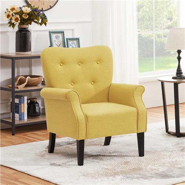 Yaheetech Mid-century Accent Armchair, Yellow