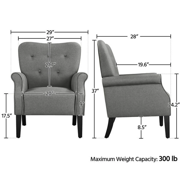 Yaheetech Mid Century Accent Chair with Sturdy Wood Legs and High Back - Image 4