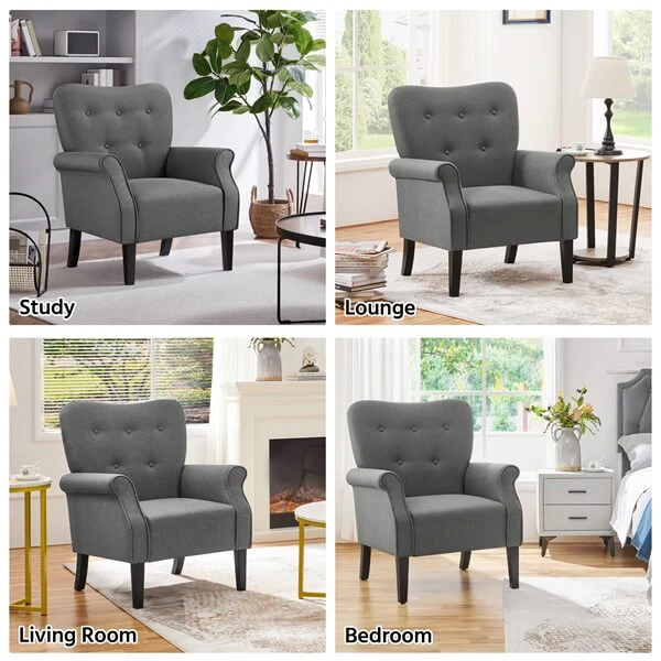 Yaheetech Mid Century Accent Chair with Sturdy Wood Legs and High Back - Image 9