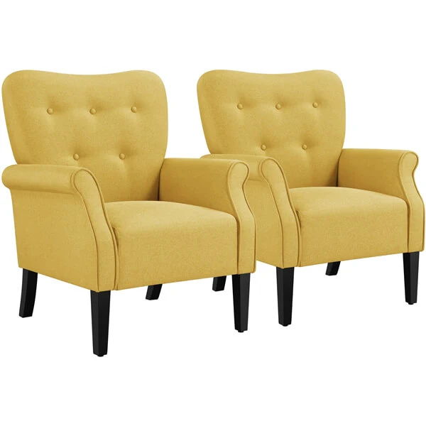 2pc Yaheetech Upholstered Fabric Sofa Club Chair for Living Room - Image 2