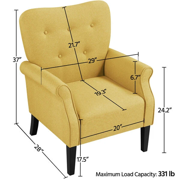 2pc Yaheetech Upholstered Fabric Sofa Club Chair for Living Room - Image 3