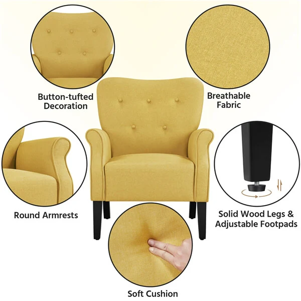 Yaheetech Mid Century Accent Sofa Chair - Image 6