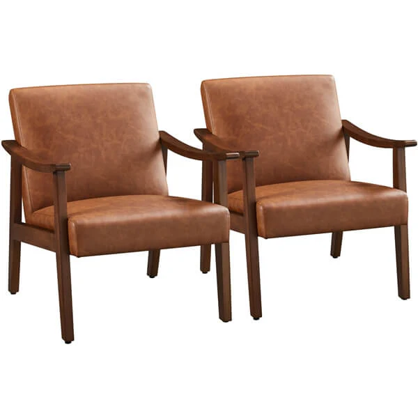 Yaheetech Mid-Century Modern Armchair with Solid Wood Legs - Image 2