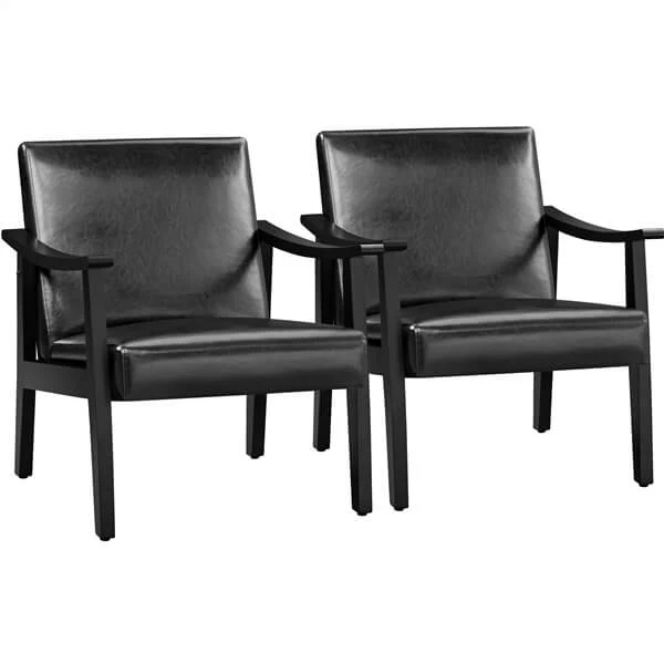 Yaheetech Mid-Century Modern Armchair with Solid Wood Legs - Image 3