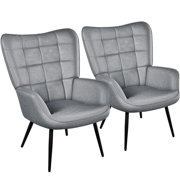 Yaheetech Mid-Century Modern Faux Leather Accent Chair