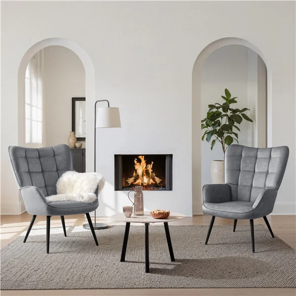 Yaheetech Mid-Century Modern Faux Leather Accent Chair - Image 2