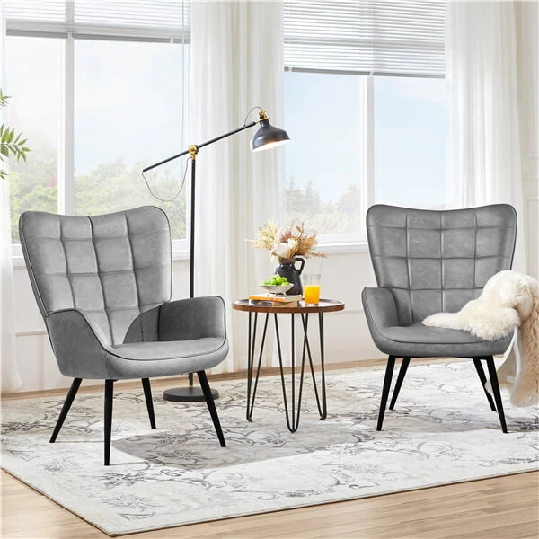 Yaheetech Mid-Century Modern Faux Leather Accent Chair - Image 3