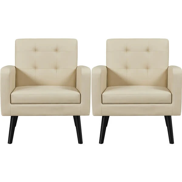 Yaheetech  Mid Century Modern Faux Leather Arm Chair