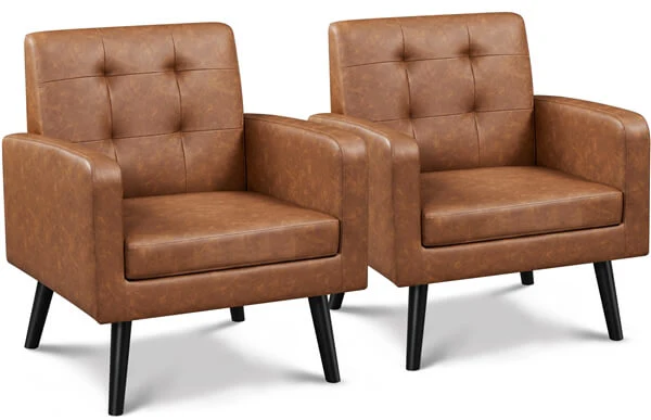 Yaheetech  Mid Century Modern Faux Leather Arm Chair - Image 10