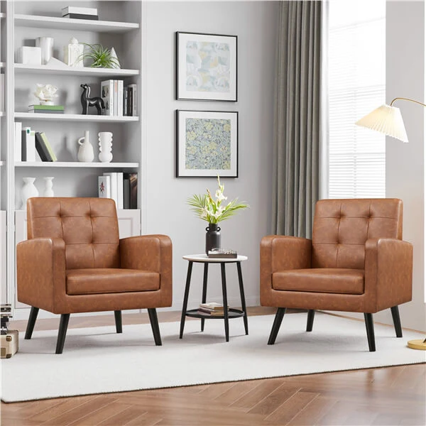 Yaheetech  Mid Century Modern Faux Leather Arm Chair - Image 11