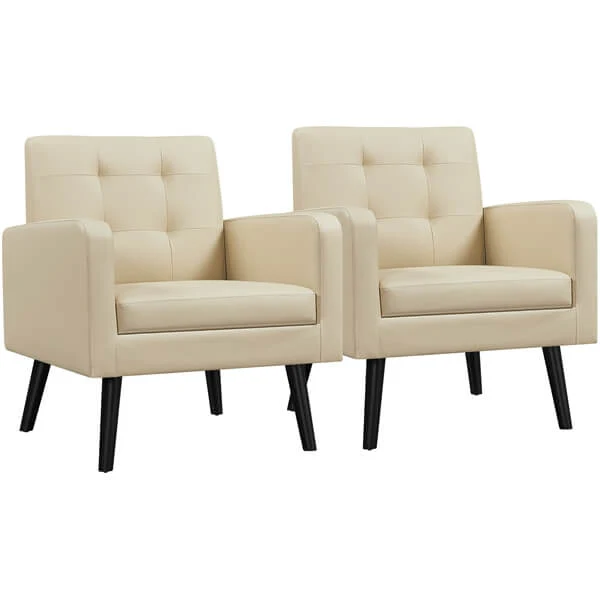 Yaheetech  Mid Century Modern Faux Leather Arm Chair - Image 2