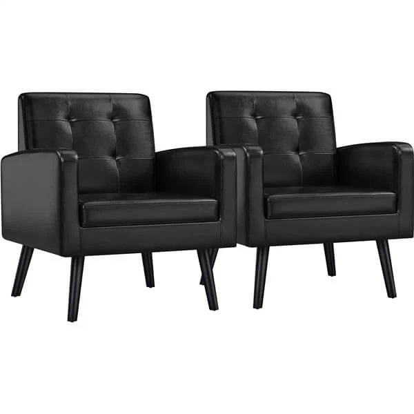 Yaheetech  Mid Century Modern Faux Leather Arm Chair - Image 4