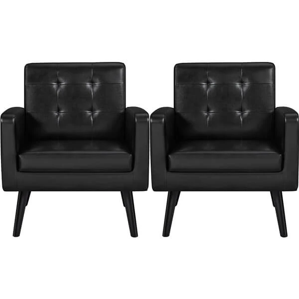 Yaheetech  Mid Century Modern Faux Leather Arm Chair - Image 5