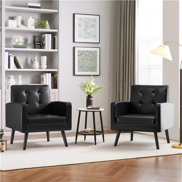 Yaheetech  Mid Century Modern Faux Leather Arm Chair - Image 7