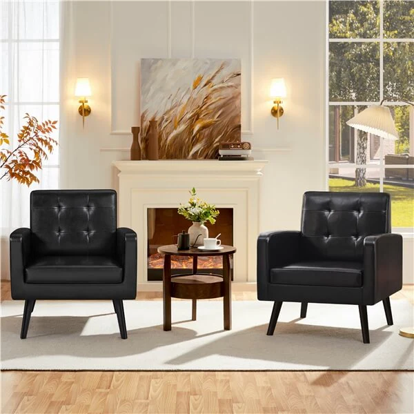Yaheetech  Mid Century Modern Faux Leather Arm Chair - Image 8