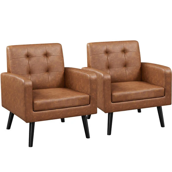 Yaheetech  Mid Century Modern Faux Leather Arm Chair - Image 9