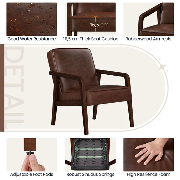 Yaheetech Mid-Century Modern Upholstered Lounge Chair - Image 6