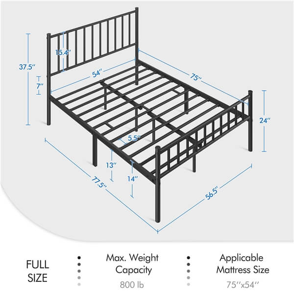 Yaheetech Minimalist Metal Bed Frame with Spindle Headboard and Footboard - Image 3