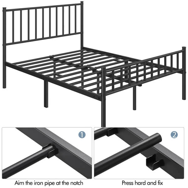 Yaheetech Minimalist Metal Bed Frame with Spindle Headboard and Footboard - Image 8