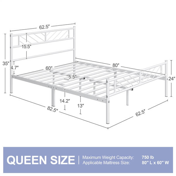 Yaheetech Minimalist Metal Platform Bed with Arrow Design - Image 3