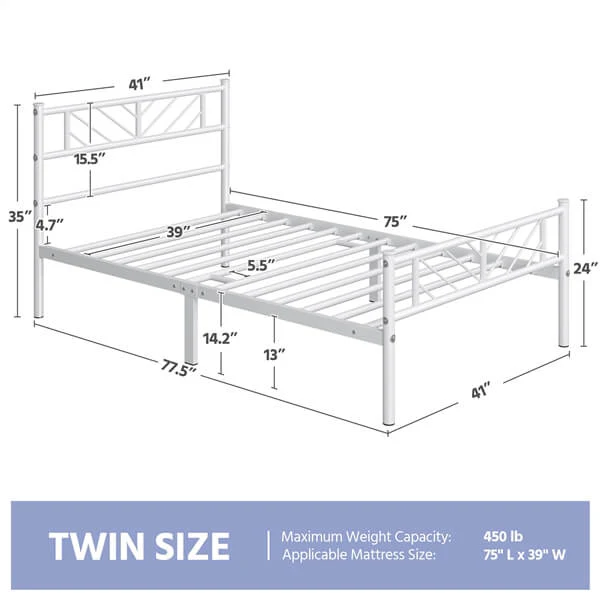 Yaheetech Minimalist Metal Platform Bed with Arrow Design - Image 7