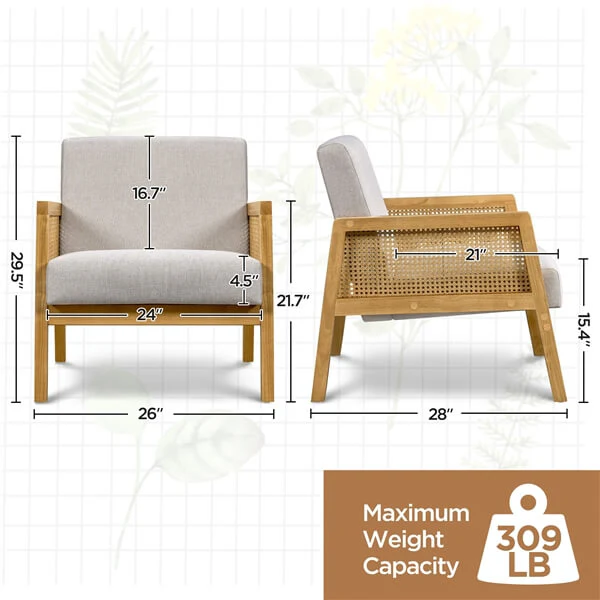 Yaheetech Modern Armchair with Wood Legs - Image 3