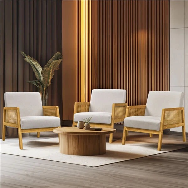 Yaheetech Modern Armchair with Wood Legs - Image 6