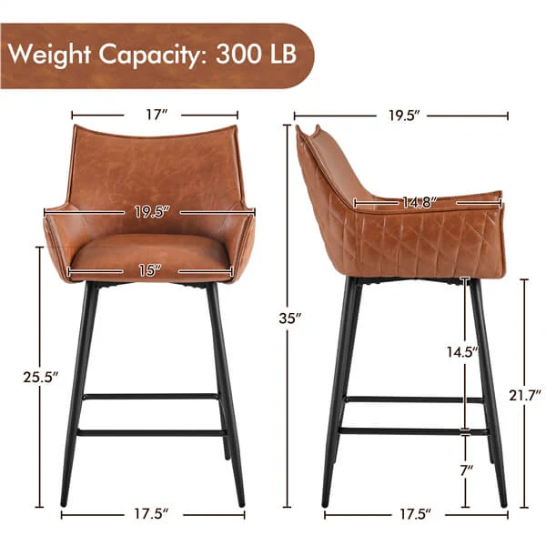Yaheetech Modern Bar Stools Set of 4 - Image 3