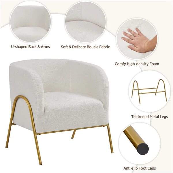 Yaheetech Modern Boucle Armchair - Image 7