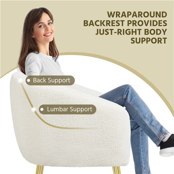 Yaheetech Modern Cozy Vanity Chair with Gold Metal Legs - Image 4