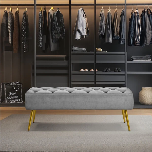 Yaheetech Modern Ottoman Bench Velvet Bench - Image 10