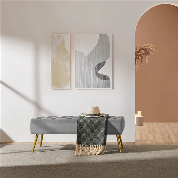 Yaheetech Modern Ottoman Bench Velvet Bench - Image 11