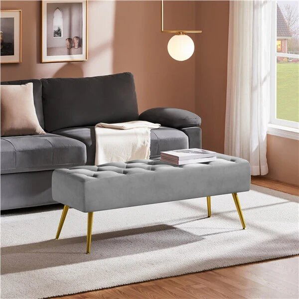 Yaheetech Modern Ottoman Bench Velvet Bench - Image 12