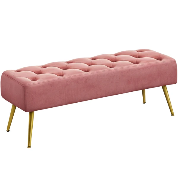 Yaheetech Modern Ottoman Bench Velvet Bench - Image 5