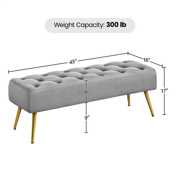 Yaheetech Modern Ottoman Bench Velvet Bench - Image 6