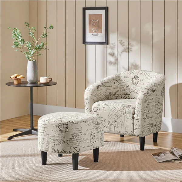 Yaheetech Modren Club Chair with Ottoman